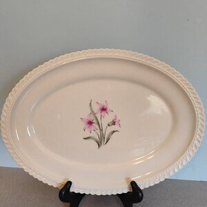 Harker White Chapel Pattern Oval Platter, Vintage 12.5"